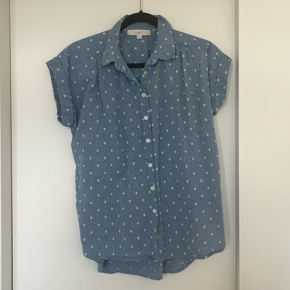 Loft, short-sleeve button-down, size small
